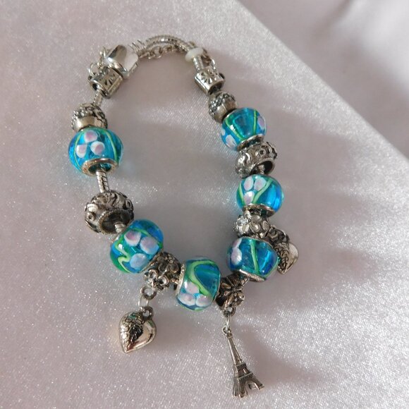 Ladies Sterling Silver 925 Charm Bracelet - Picture 1 of 3